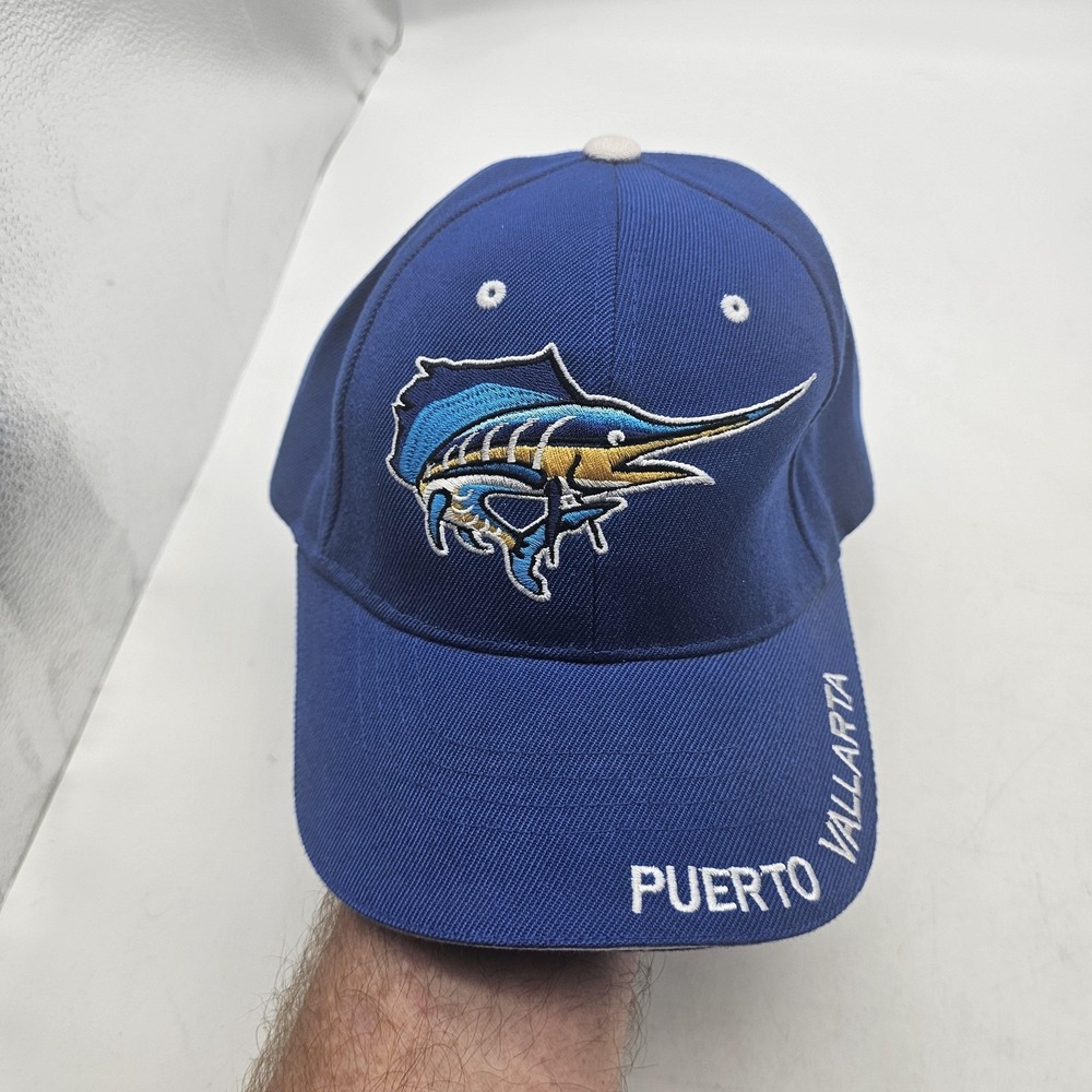 Puerto Vallarta Hat Cap Strap Back Mens One Size Blue Marlin Fish Souvenir